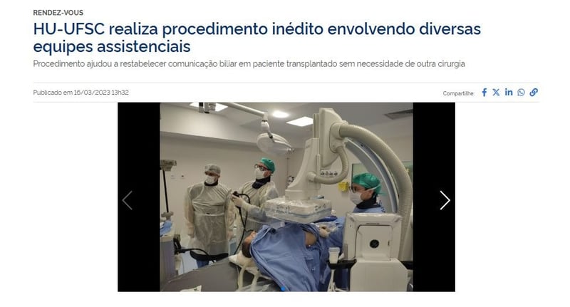 HU-UFSC realiza procedimento inédito envolvendo diversas equipes assistenciais